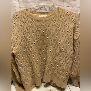 Impressions Beige Sweater with Pearl Details